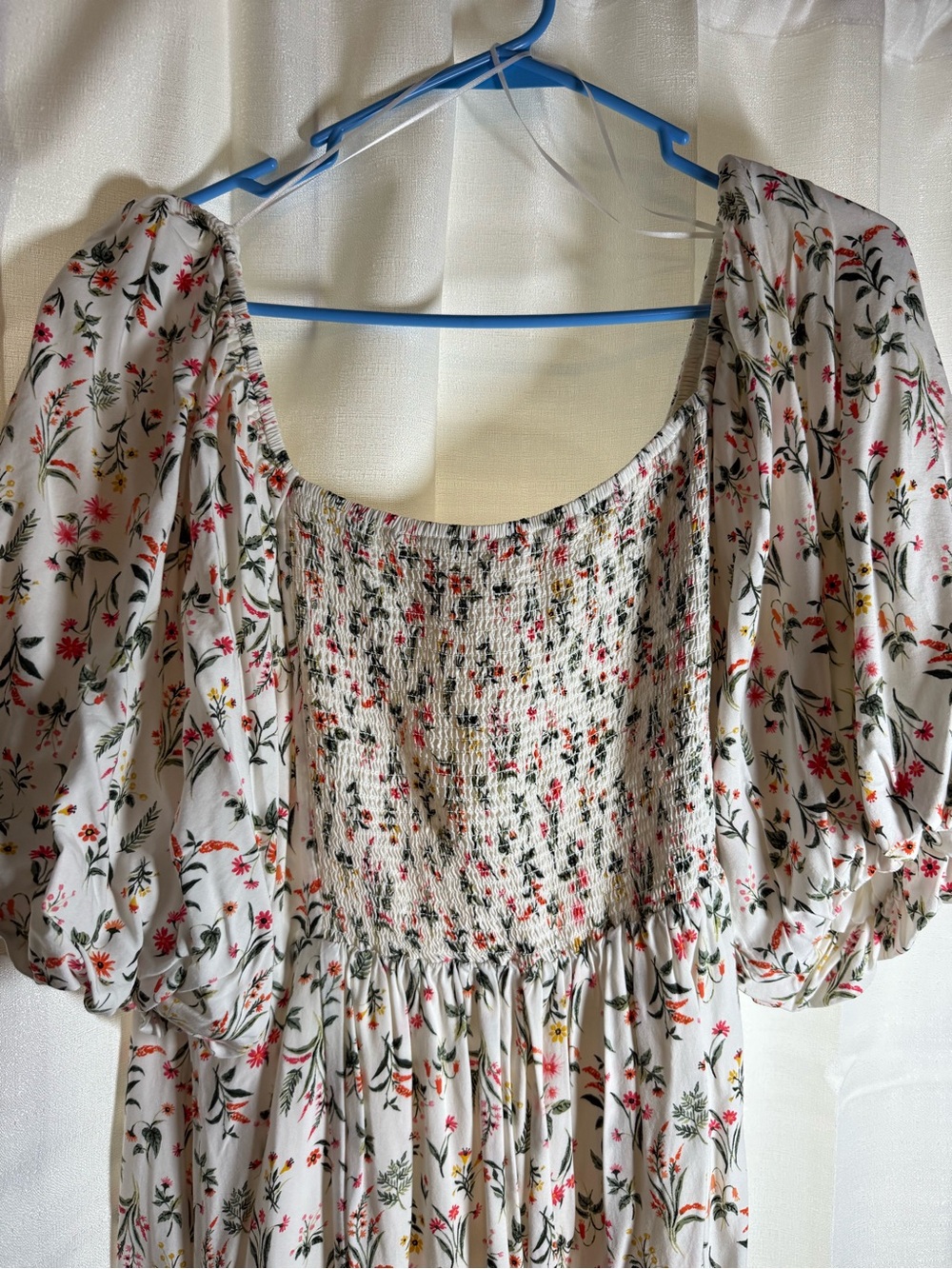 Old Navy White Midi Dress with Pink & Green Floral Print - Picture 6 of 8